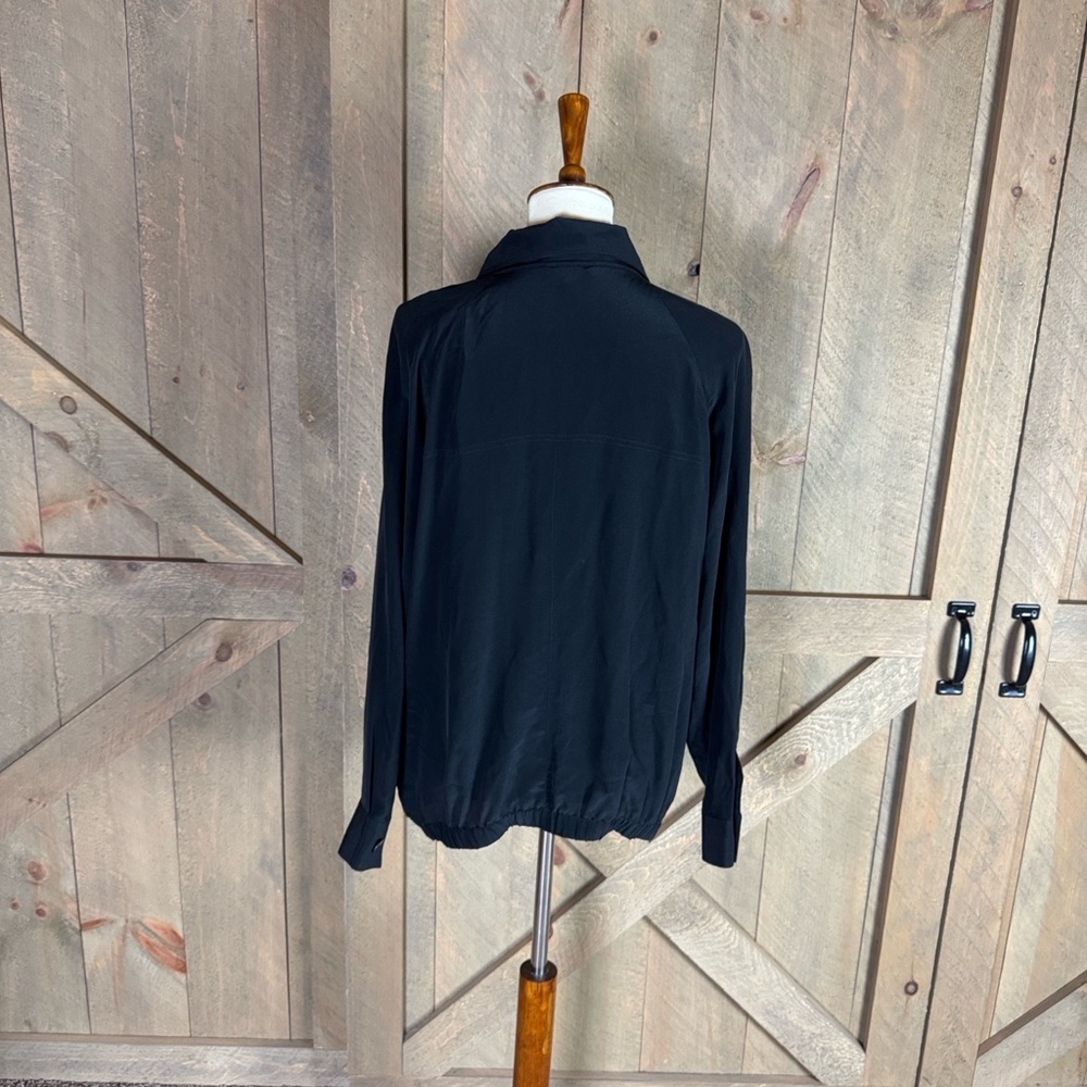 Eileen Fisher black crepe de chine silk bomber jacket Size XL - Picture 5 of 13
